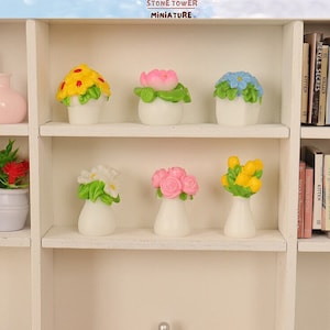 5PCS/Set Miniature Potted Flower,Dollhouse Colorful Vase,Miniature Floral Vase,Miniature Dollhouse Decoration