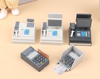 Miniature Cash Register,  Miniature Simulation Scanner, Doll House Supermarket Decoration, Card Swipers Model