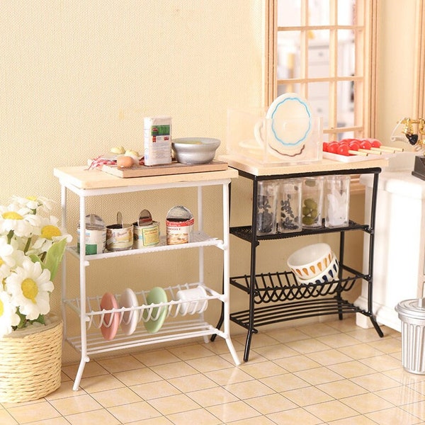 Dollhouse Shelf, Miniature Display Stand, Mini Flower Stand Rack, Miniature Display Shelf,Dollhouse Kitchen Shelf
