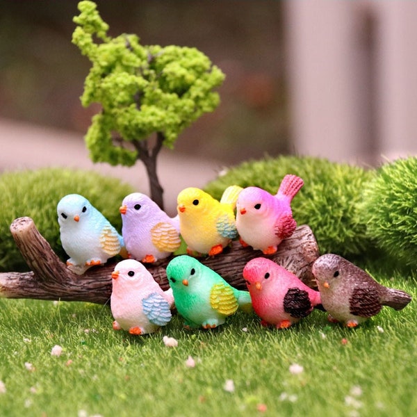 2pcs/8pcs Dollhouse Bird, Resin Miniature Bird, Miniature Animal Figurines for Fairy Garden, Home Decoration
