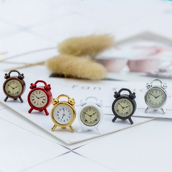 Dollhouse Alarm Clock, 6 Colors Miniature Alarm Clock, Mini Home Decoration, Dollhouse Kitchen Living Room Accessories