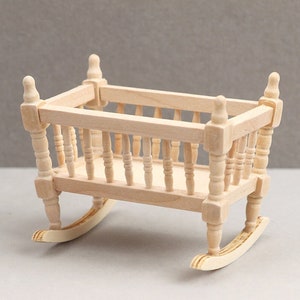 Dollhouse Cradle, Dollhouse Miniature Furniture Wooden Cardle, Miniature Baby Crib, Dollhouse Bed Furniture