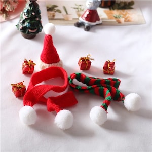 Écharpe miniature, tricot en laine miniature pour maison de poupée, écharpe de cou de Noël, modèle d'écharpe et de chapeau de simulation, accessoires de poupées DIY