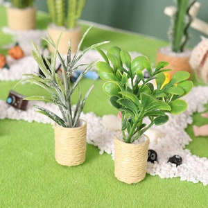 Miniature Potted Plant,Mini Potted Tree,Simulation Plant Model for Doll House Decoration,Miniature Accessories