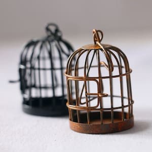 Miniature Bird Cage, Dollhouse Miniature Bird Cage, Dollhouse Miniatures Accessories, Dollhouse Garden Decor