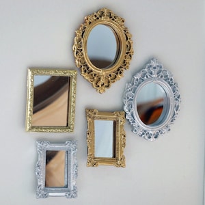 Dollhouse Mirror Modern, 1:12 Dollhouse Miniature Mirror, Dollhouse Frames, Dollhouse Bathroom Accessories