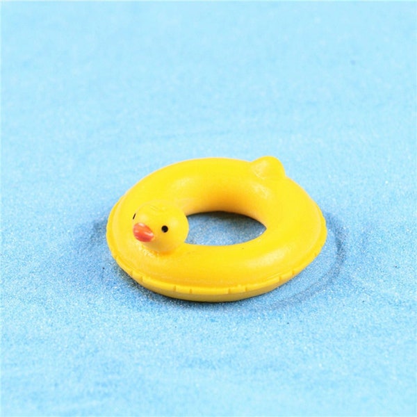 1:12 Dollhouse Miniature Life Swim Ring, Tiny Yellow Duck Pool Float, Dollhouse Decor