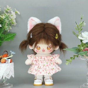 Cat Ears and Tails Set,20cm Cotton Doll Accessories,Simulated Animal Ear and Tail Headpiece,Doll  Accessories