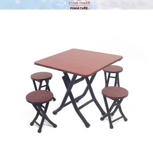 Dollhouse Miniature Folding Table and Chairs Set: 1/12 Scale Resin Furniture