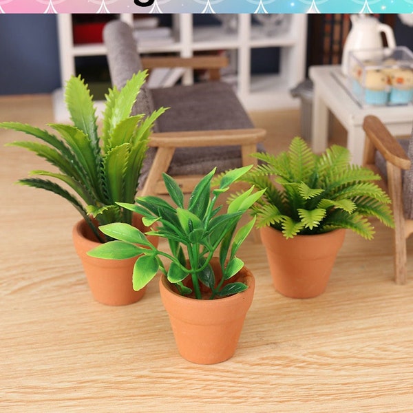 Dollhouse Potted Plants, Mini Potted Plant, Dollhouse Miniature Tree, Green Plant Model For Dollshouse Garden Decor