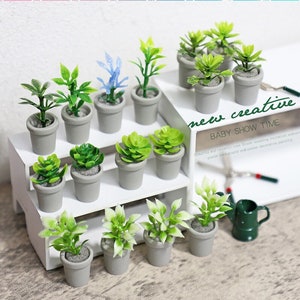3PCS Miniature Potted Plant,Simulation Tree Flower,Dollhouse Furniture Decoration Accessories,Mini Potted Toy Kids Gift