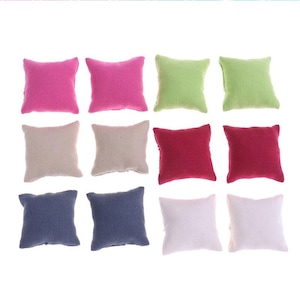2pcs/set Dollhouse Linen Throw Pillow, Mini Pillow Cushions For Doll House, Dollhouse Home Decor