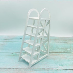 Miniature Wooden Ladder, Dollhouse White Ladder,Miniature Ladder Furniture, Dollhouse accessories