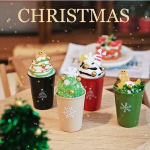 Miniature Coffee Drink,Dollhouse Christmas Decoration,Doll House Kitchen Toys Accessories,Miniature Simulation Drink