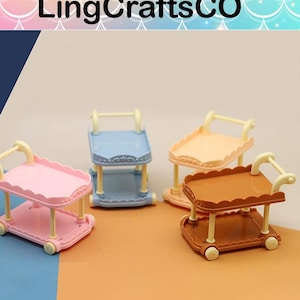 Eetkamerwagen poppenhuis,miniatuurwagen,eetkamerwagen poppenhuis met opbergplank op wiel,accessoires poppenhuismeubels