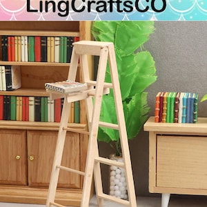 Miniature Wooden Ladder, Dollhouse Unpainted Ladder,Miniature Ladder Furniture, Dollhouse accessories