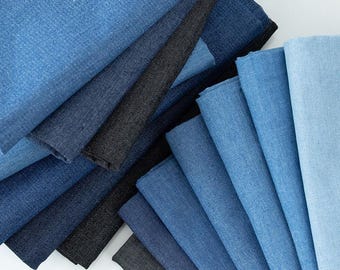 100% Cotton Denim Fabric, 6oz Indigo Washed Thick Fabric, Jean Apparel Pants Sewing