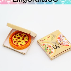 Miniature Pizza, Dollhouse Pizza with Packing Box, Miniature Kitchen Decor, Dollhouse Miniature Pizza,Kitchen Food Decor