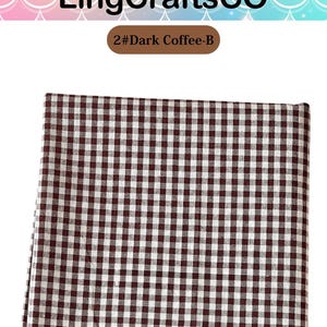 May include: A folded piece of fabric featuring a dark coffee brown and white gingham check pattern. The text LingCraftsCO and 2#Dark Coffee-B are visible at the top of the image, identifying the brand and the specific colorway of the textile.