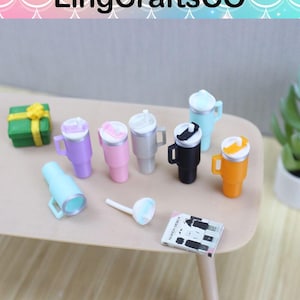 Miniature Thermos Cup Model,Colorful Dollhouse Coffee Cup,Doll House Kitchen Toys Accessories,Miniature Tea Cup
