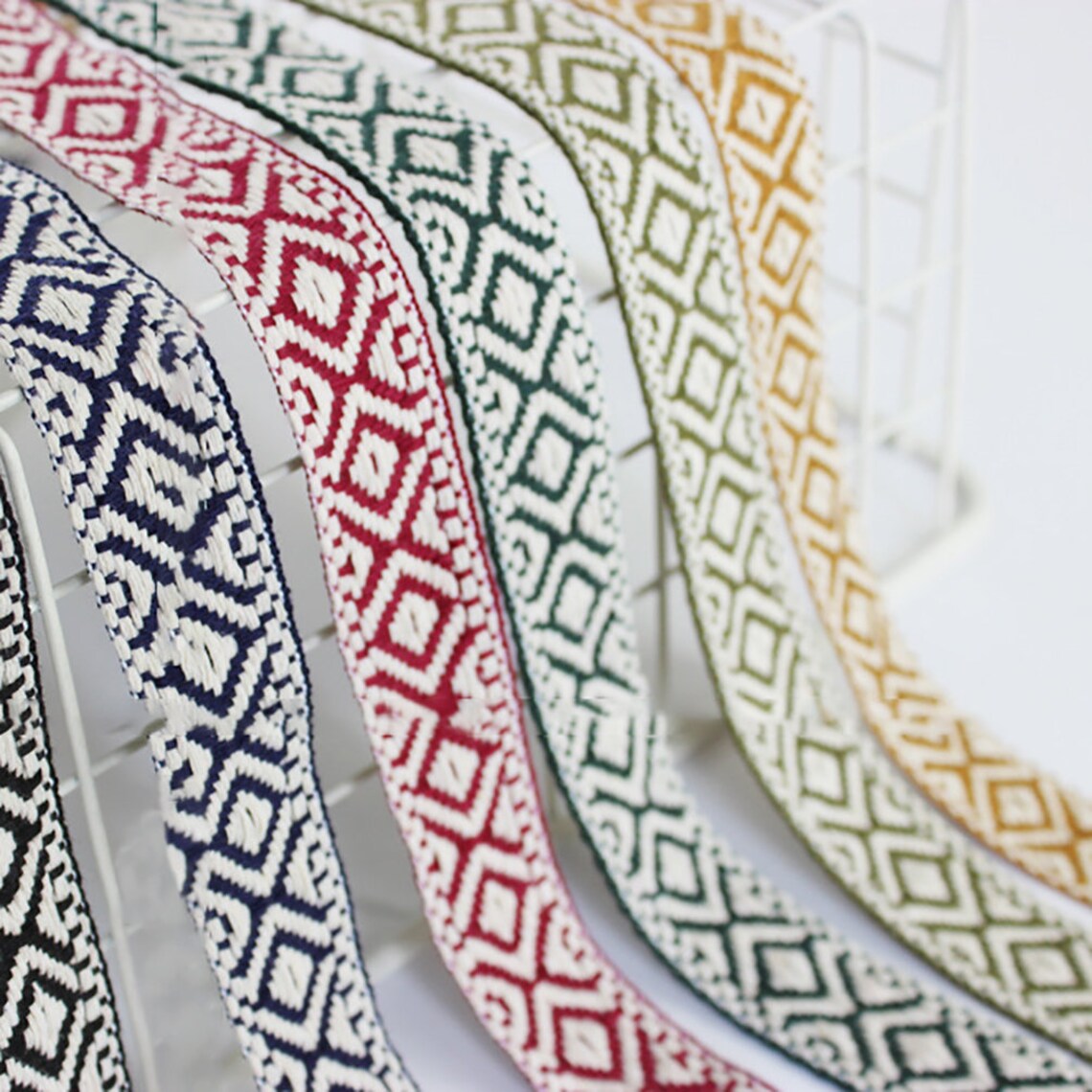 Cotton Webbing By The Yard Embroidered Webbing Trim Sewing Etsy