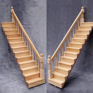 1PC 1:12 Scale Dollhouse Miniature Staircase Wooden Doll House Handrail Stairs Furniture Room Decoration Model Accessories Kids Toy
