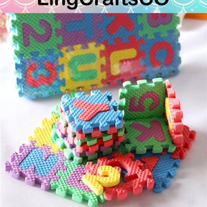 36pcs Dollhouse Mat, Miniature Foam Puzzle Letter Alphabet Number Play Mat, Accessories for Dollhouse Decoration