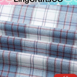 May include: A folded piece of fabric featuring a plaid pattern in shades of light blue, white, and thin dark red lines. The text LingCraftsCO is visible at the top, and the text 6# is displayed in a red rounded rectangle at the bottom right.