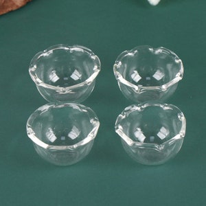 5Pcs Dollhouse Miniature Glass Bowl Dish Lace Bowl Model Simulation Kitchenware Transparent Bowl Toy Doll House Decoration Toys