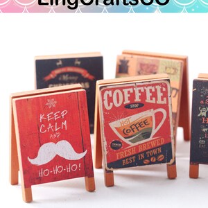 Miniature Billboard, DIY Play House Wooden Signboard, Dollhouse ...