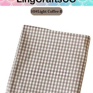 May include: A rectangular piece of fabric featuring a light coffee brown and white gingham check pattern. The text LingCraftsCO and 10#Light Coffee-B are visible at the top of the image, identifying the product color and brand name clearly.