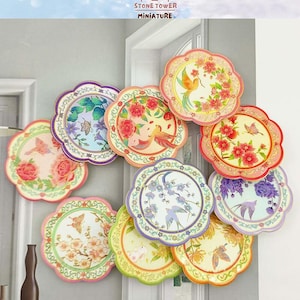 5PCS Miniaturowy talerz na jedzenie, talerz na kwiaty do domku dla lalek, kolorowy talerz deserowy do domku dla lalek, akcesoria kuchenne do domku dla lalek, wystrój domu do domku dla lalek