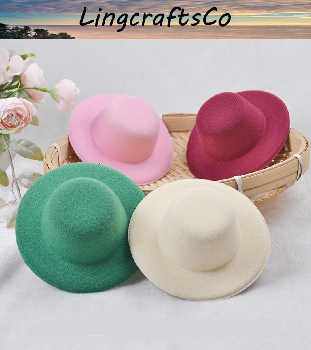 TEHAUX 10pcs Mini Straw Hats For Dolls, Hand-Woven Miniature Hats, Blank Tiny...