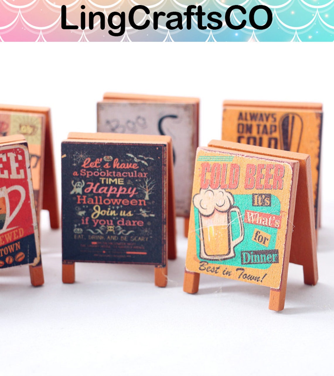 Miniature Billboard, DIY Play House Wooden Signboard, Dollhouse ...