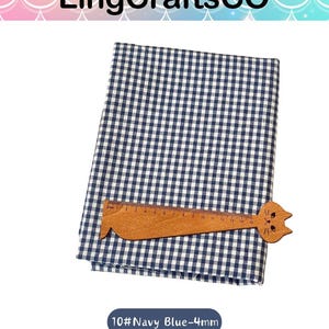 Tela de algodón a cuadros azules cortada a medida, tela a cuadros retro para confección de ropa, manteles y tapicería. imagen 14