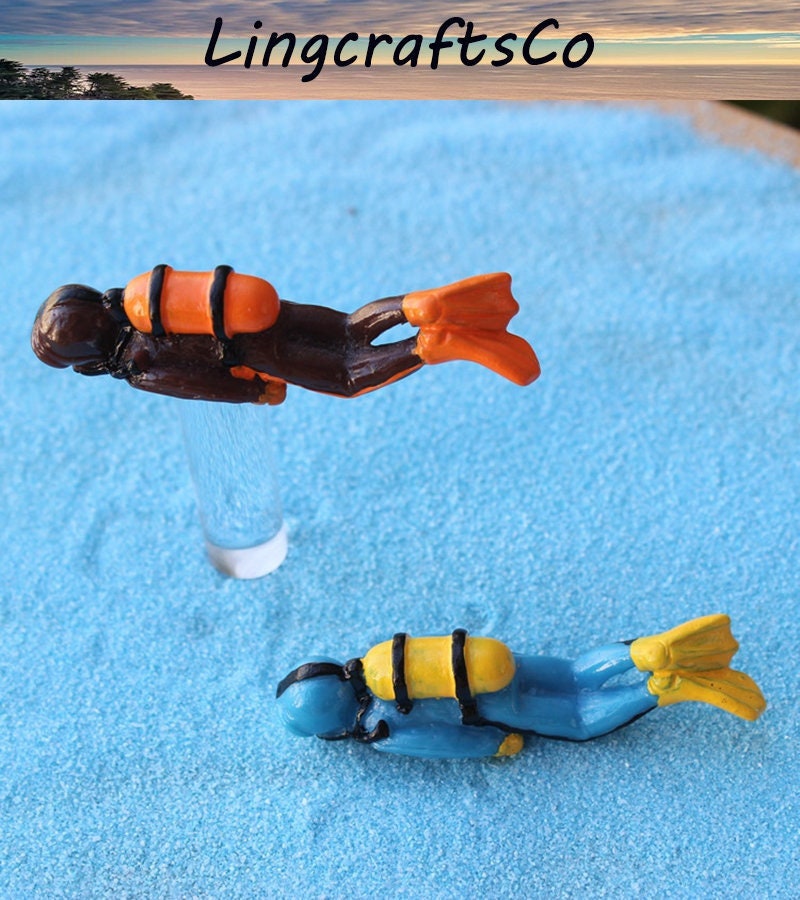 Miniature Diver, Miniature Diver Treasure Chest Box Set, Dollhouse Miniature Diver, Miniature Fairy Garden Accessories