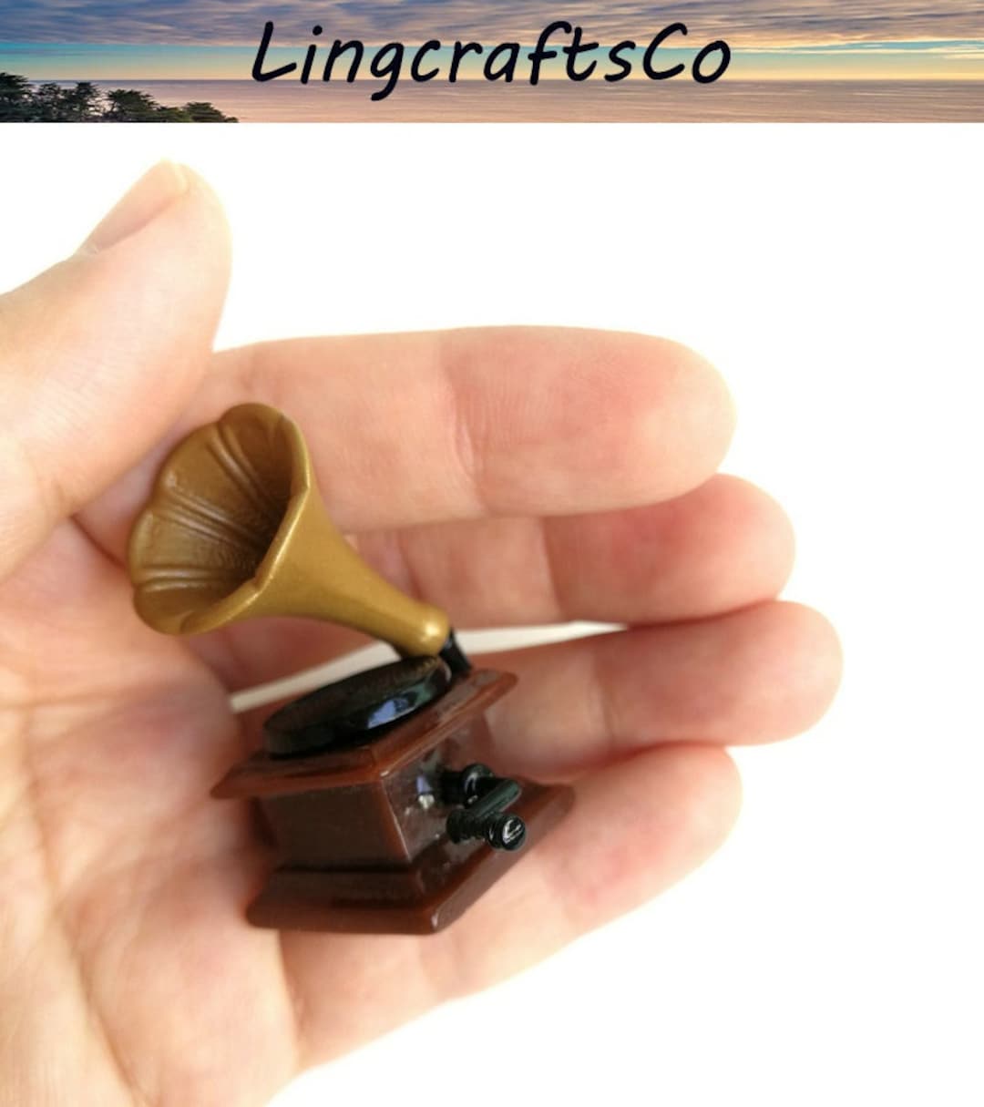 Miniature Record Player, Dollhouse Miniature Phonograph Record Player