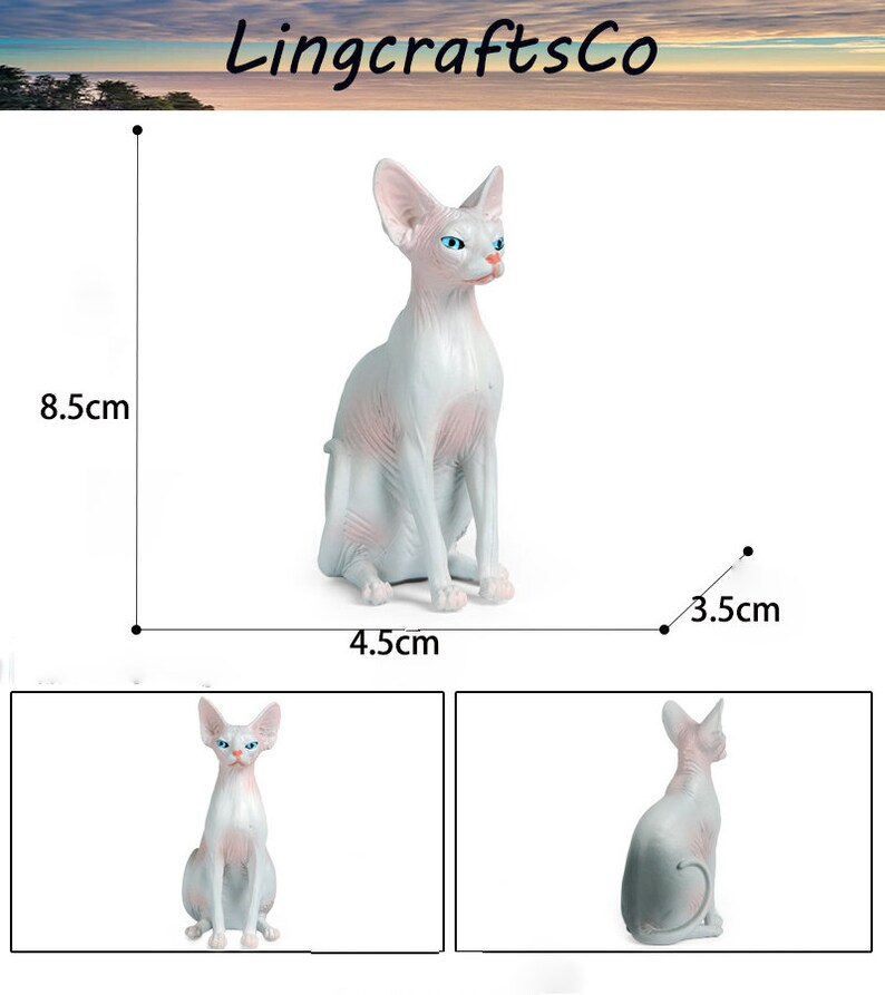 Miniature Cat Statue Hairless Cat Figurine Miniature Cat Etsy