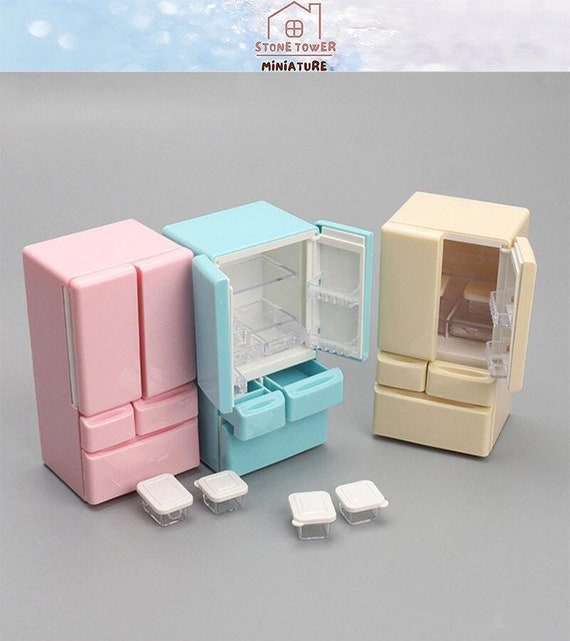 Réfrigérateur Miniature En Bois Pour Maison De Poupée 1/12 - Meuble - Dimensions : 6x5x12.5 Cm - Neuf