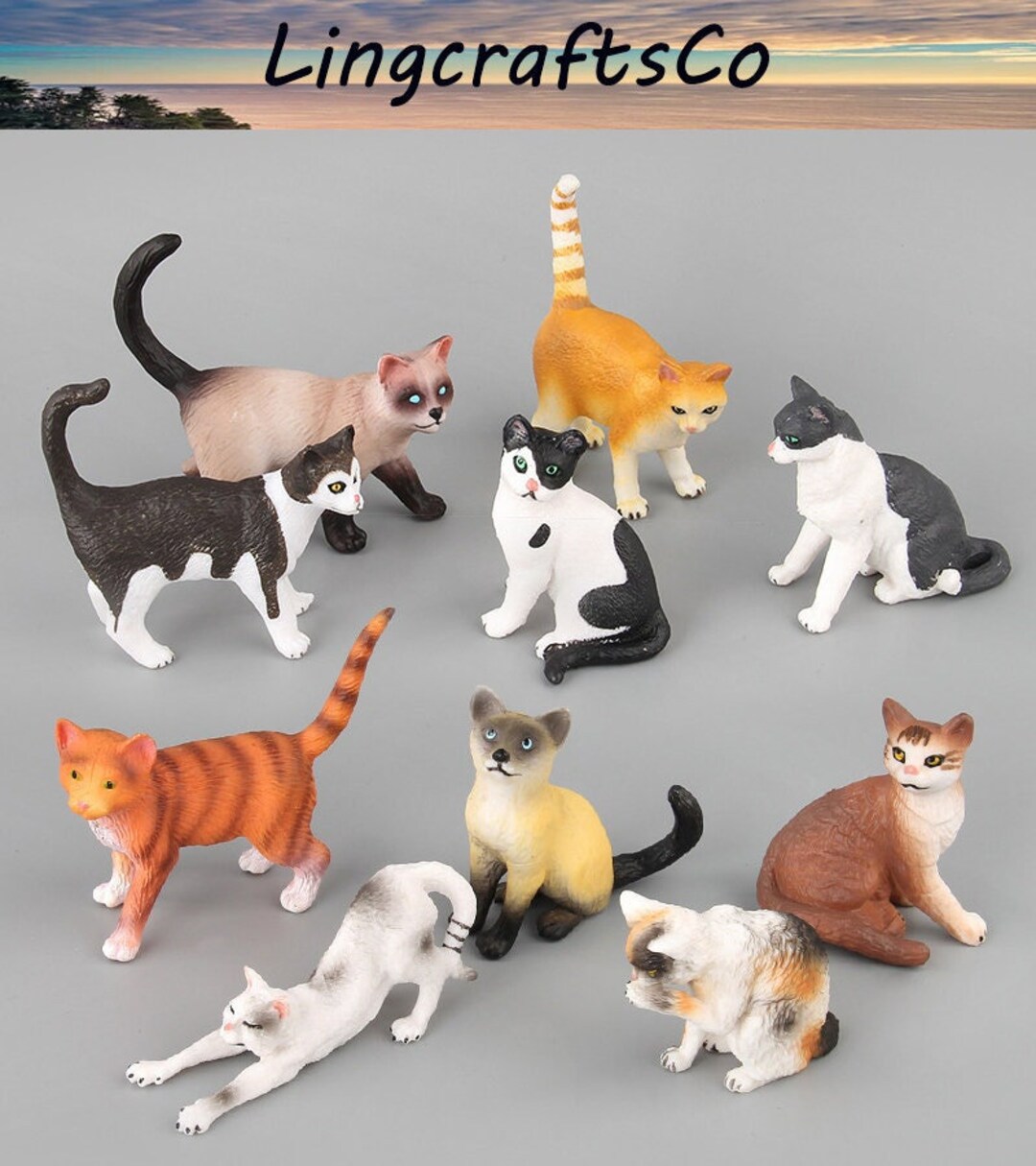 Miniature Cat Statue, Miniature Cat Figurines, Miniature Cat Dollhouse