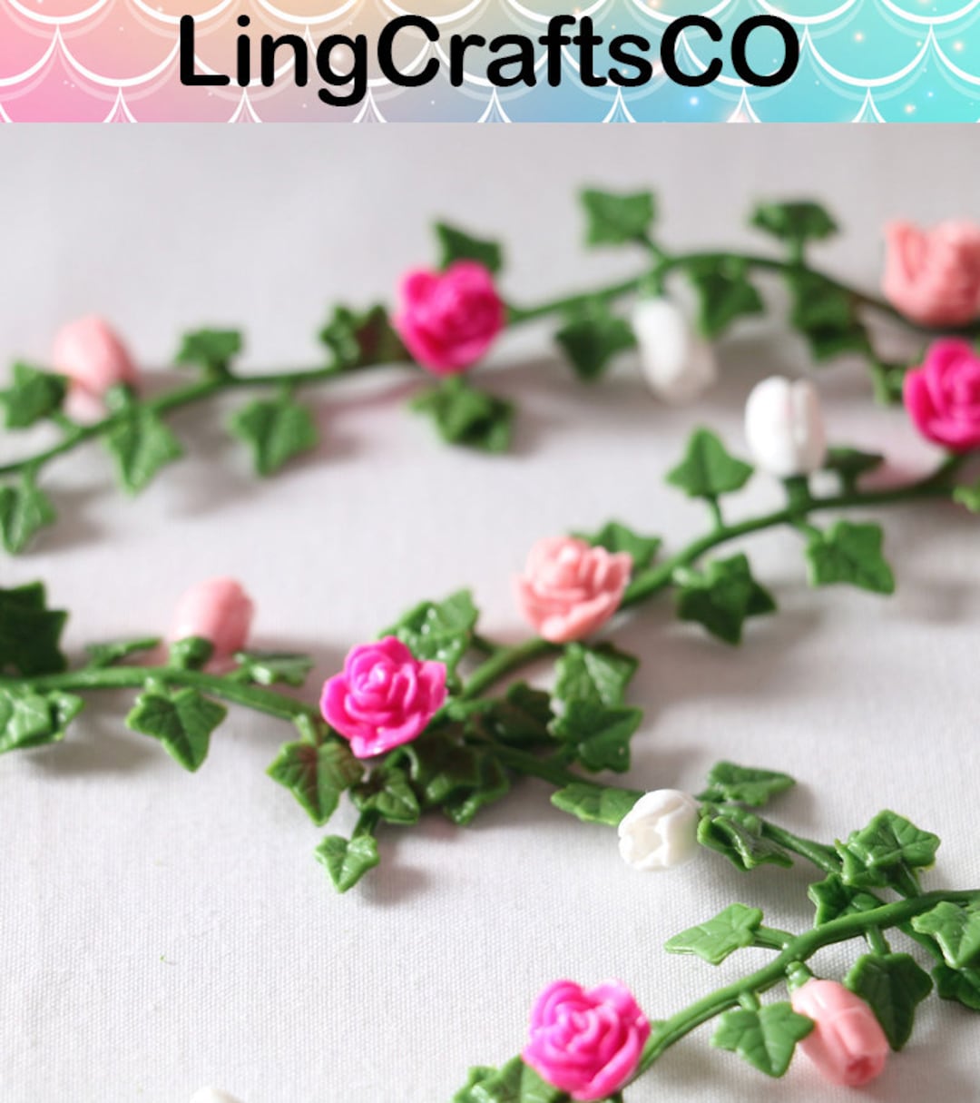 2pcs Dollhouse Vines, Miniature Flower Vines, Dollhouse Miniature Rose