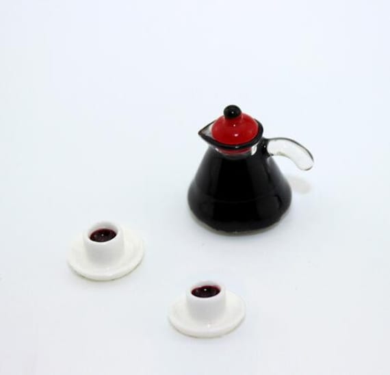 collectsound 3Pcs Mini Coffee Pot Cup Toy Miniature Model for 1/12 1/6 Dollhouse Accessories