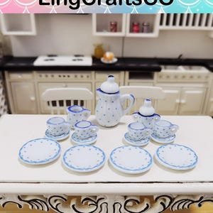 Ensemble de tasses à thé miniatures en porcelaine pour maison de poupée, 15 pièces, accessoires de cuisine