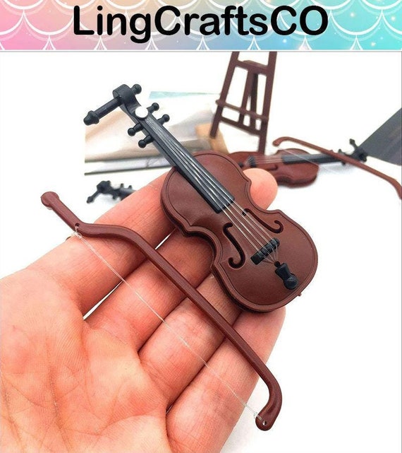 2 pezzi di simulazione di violino per casa delle bambole, modello di strumento musicale in miniatura, accessori per casa delle bambole - Italia