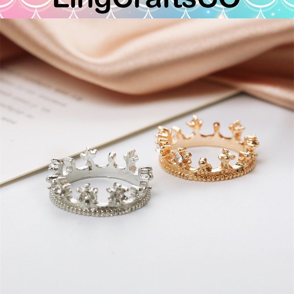 2Pcs Dollhouse Crown, Tiny Miniature Crown, Gold and Sliver Crown With Jewels, Princess Headwear Model, Kids Pretend Toys