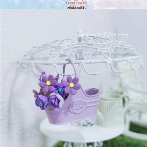 Miniature Flower Baskets,Dollhouse Metal Baskets,Candy Color Miniature Flower Basket,Dollhouse Garden Accessories,Pretend Play Toy