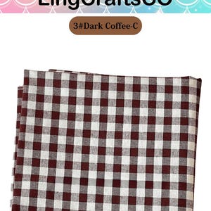 May include: A folded piece of fabric featuring a dark coffee brown and white gingham check pattern. The text LingCraftsCO and 3#Dark Coffee-C are visible at the top of the image, identifying the brand and the specific colorway of the textile.