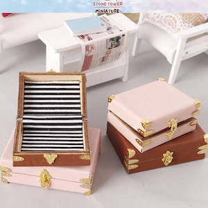 Valise en cuir miniature, Porte-documents miniature, Sac à main pour maison de poupée, Décoration de maison de maison de poupée, Jouet décoratif pour scène de salon