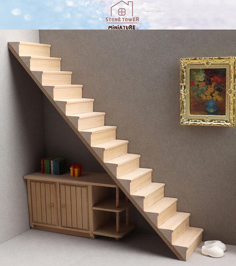 Dollhouse Miniature Wooden Staircase,doll House Stairs Furniture