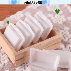 5PCS Miniature Lunch Box,Dollhouse White Packing Lunch Box,Miniature Kitchen Accessories